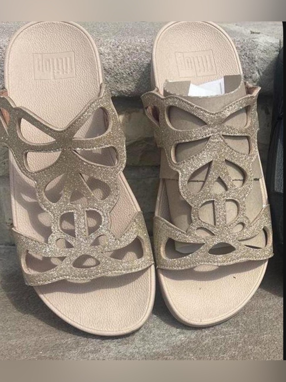FitFlop Bumble Glitter slides in Gold